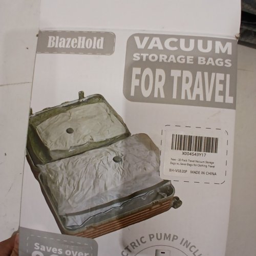 20PK BLAZEHOLD VACUUM BAGS FOR TRAVEL/STORAGE WITH USB RECHARGEABLE ELECTRIC PUMP - 34"/31"/28"/25" 5 OF EACH SIZE - GREY/CLEAR image 4