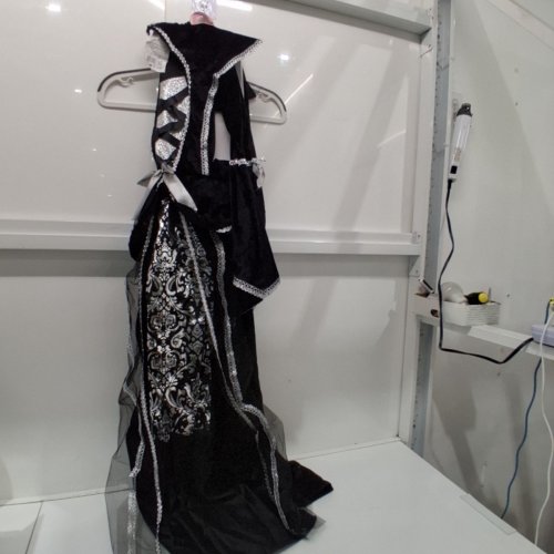 GIRL'S GOTHIC ENCHANTRESS COSTUME DRESS - LARGE - BLACK/SILVER (ITEM: 14777) image 2