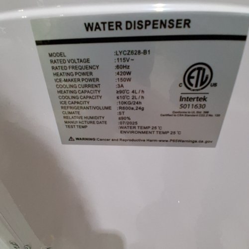BOTTOM LOADING ICE MAKER SELF-CLEAN HOT COLD WATER DISPENSER - 5 GAL - WHITE (MODEL:LYC628-B1) image 3