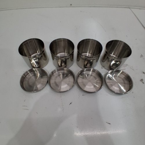 4PK SMALL METAL STORAGE CANS WITH LIDS - 3"X2.7" - SILVER image 3