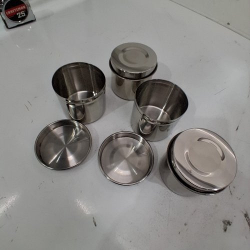 4PK SMALL METAL STORAGE CANS WITH LIDS - 3"X2.7" - SILVER image 2