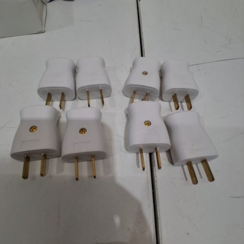 8PK 2 PRONG EXTENSION CORD REPLACEMENT ELECTRICAL PLUGS - 125V - WHITE image 3