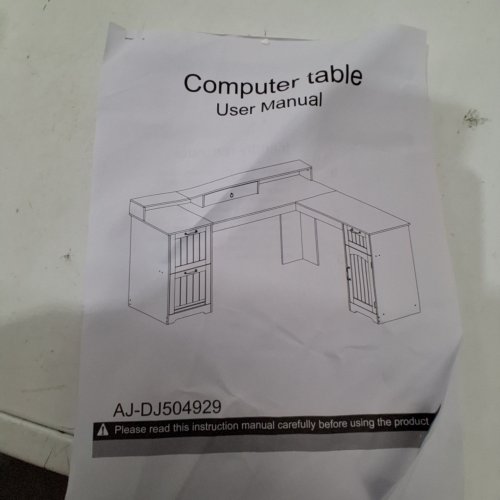 FARMHOUSE L SHAPED COMPUTER DESK WITH DRAWERS AND STORAGE CABINET - 57.1" X 63" X 34.2" - WHITE/BROWN (MODEL:AJ-DJ504929) image 3