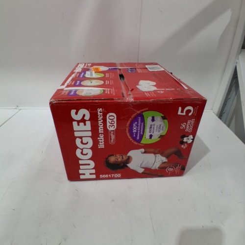 56PK HUGGIES LITTLE MOVERS HUGGFIT BABY DIAPERS WITH 360° WAISTBAND - SIZE 5 (MODEL: 5660200) image 2