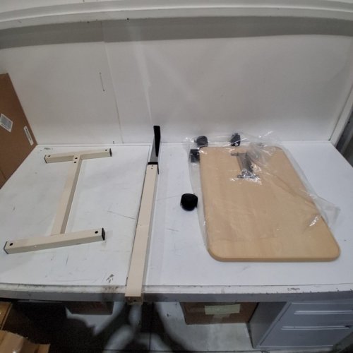 ADJUSTABLE OVERBED TABLE WITH WHEELS - 27" - 39" - BEIGE/WHITE image 2