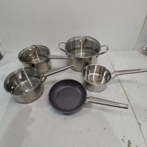 8PC STARFRIT THE ROCK WAVE STAINLESS STEEL NON-STICK OVEN & DISHWASHER SAFE COOKWARE SET - SILVER (MODEL: 034820-001-0000) image 2
