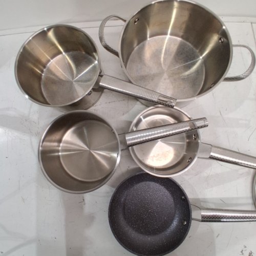 8PC STARFRIT THE ROCK WAVE STAINLESS STEEL NON-STICK OVEN & DISHWASHER SAFE COOKWARE SET - SILVER (MODEL: 034820-001-0000) image 3