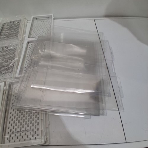 9PK AMAZON BASICS STACKABLE AND FOLDABLE SHOE STORAGE ORGANIZER BOX - 6" X 12" X 10" - CLEAR/WHITE image 3