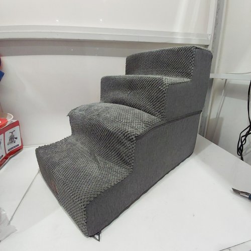 EHEYCIGA 4-STEP DOG STAIRS FOR HIGH BEDS WITH NON-SLIP BOTTOM FOR SMALL DOGS - GREY image 2