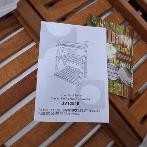 S AFTSAR 3-TIER FOLDING WOODEN LADDER PLANT STAND - 24" X 34" - BROWN (ITEM: JV13546) image 2