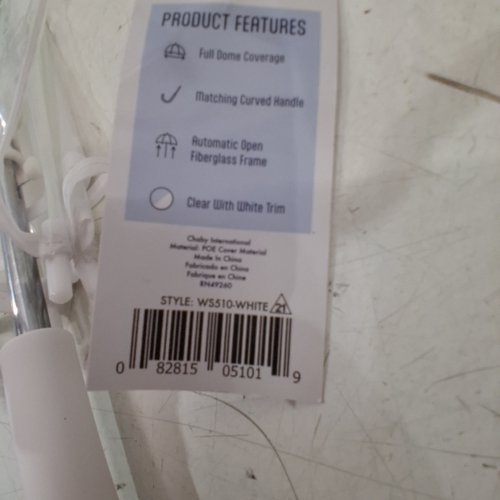 WEATHER STATION BUBBLE DOME CLEAR UMBRELLA - 52" - WHITE (MODEL: WS510-WHITE) image 2