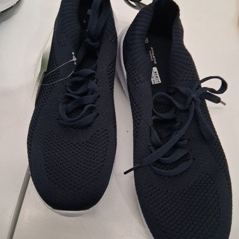 WOMEN'S ATHELIC WORKS KNIT LACE-UP SNEAKERS - SIZE 8 - NAVY image 2