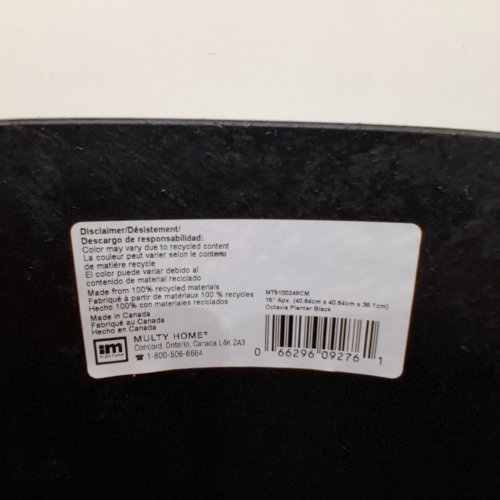 TIERRA VERDE OCTAVIA HOME PLANTER - 16" - BLACK (MODEL: MTS100248CM) image 2