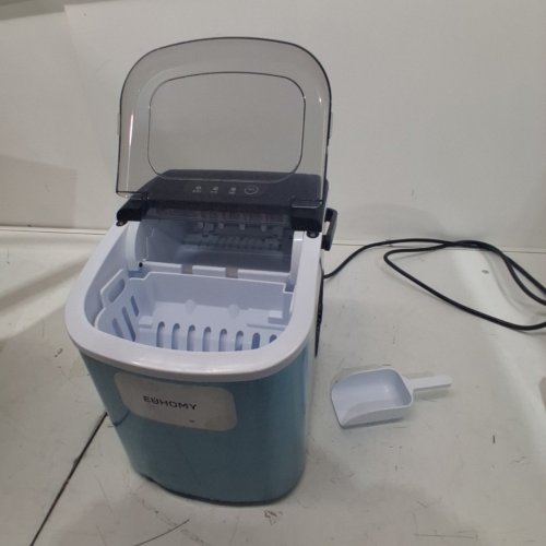 EUHOMY COUNTERTOP ICE MAKER MACHINE WITH HANDLE, BASKET AND SCOOP - MAKES 26LBS PER DAY - STAINLESS STEEL - (MODEL: IM001-BSI-CAEH / IM-06S) image 3