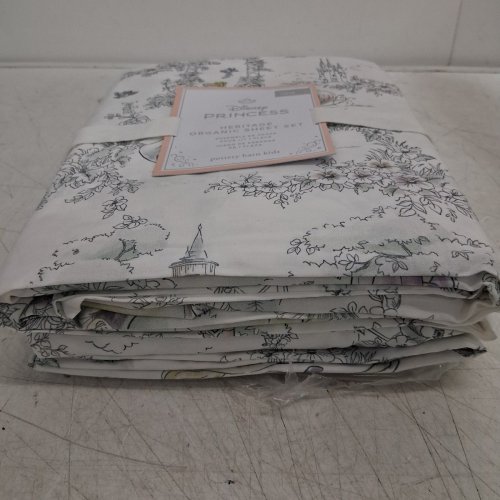4PC POTTERY BARN KIDS DISNEY PRINCESS HERITAGE ORGANIC SHEET SET - TWIN - WHITE FLORAL image 3