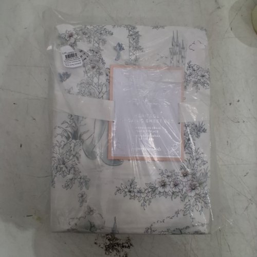 4PC POTTERY BARN KIDS DISNEY PRINCESS HERITAGE ORGANIC SHEET SET - TWIN - WHITE FLORAL image 4