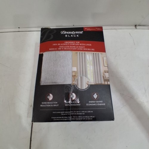 (2 PANEL) BEAUTYREST GROMMET TOP BLACKOUT CURTAIN WITH LINER - 52" X 90" - WHITE/GREY (MODEL: 6699105) image 4