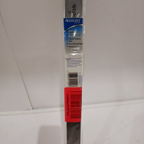 WESTCOTT ZERO CENTER STAINLESS STEEL METAL RULER WITH NON-SLIP CORK BASE - 24" - SILVER (MODEL: ZC-24) image 3
