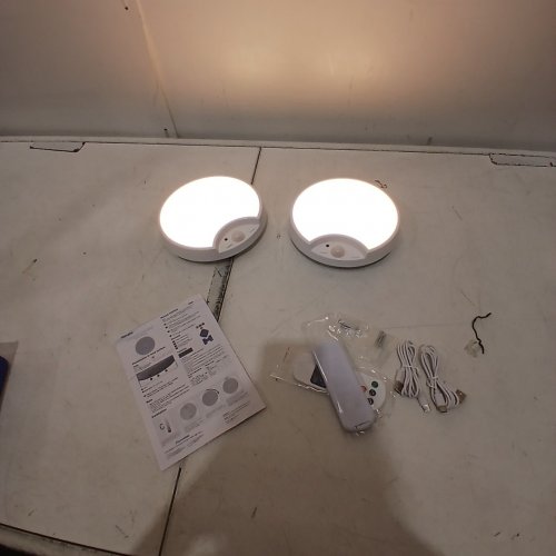 2PK HOMELIST RECHARGEABLE BATTERY POWERED WIRELESS MOTION SENSOR CEILING LIGHTS WITH REMOTE - 400LM - WHITE (MODEL: MQ509-KJ) image 2