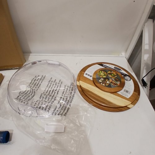 FARBERWARE ACACIA LAZY SUSAN WITH LOCKING LID - 14" ROUND - NATURAL WOOD image 3