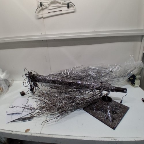 DECORATIVE ICED HOLIDAY TREE WITH LED LIGHTS - 7FT - BROWN/WHITE (MODEL: 1601412) image 3