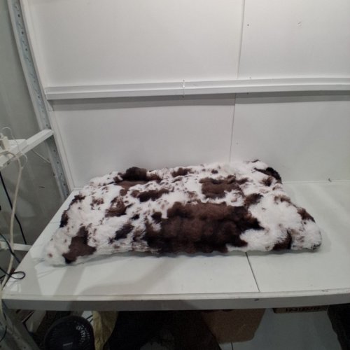 SOFT FAUX RABBIT FUR THROW BLANKET - 90" X 90" - BROWN / WHITE image 3