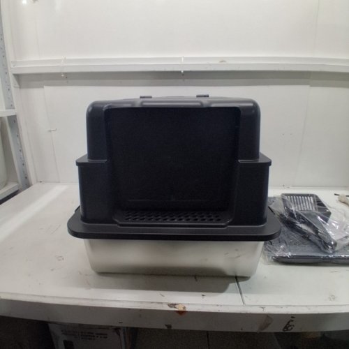 HOMEGROOVE STAINLESS STEEL CAT LITTER BOX WITH HOOD - 3XL (28" X 20"X18") - GREY image 5