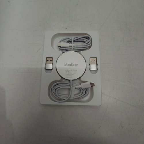 2PK MAGEASE MAGNETIC WIRELESS CHARGER - CHARGING PAD COMPATIBLE WITH IPHONE 16/15/14/13/12 SERIES AND AIRPODS 3/2/PRO, WITH USB-C CABLE AND USB-A CONVERTER - WHITE/GREY (MODEL: HYS07) image 2