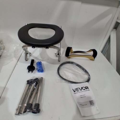 VEVOR PORTABLE FOLDABLE TRAVEL CAMPING TOILET WITH STAINLESS STEEL FRAME - 350LBS MAX - BLACK - (MODEL: XZY404) image 3