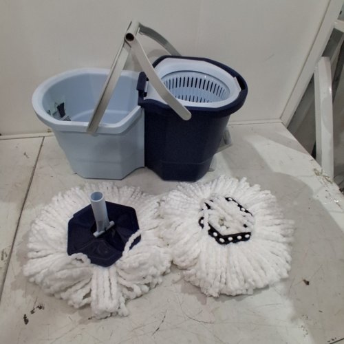CASABELLA CLEAN WATER MICROFIBER SPIN MOP WITH 2-BUCKET SYSTEM - BLUE/WHITE image 2