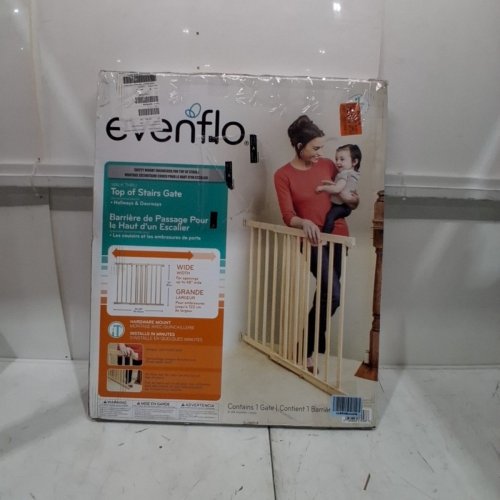 EVENFLO TOP OF STAIRS-STYLE EXTRA TALL GATE - TAN WOOD (MODEL: 10500) image 3