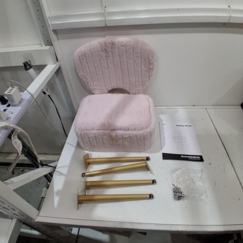 SONGMICS PLUSH VANITY STOOL WITH STORAGE - PINK (MODEL: LOM532) image 3
