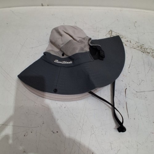 WOMEN'S PONYTAIL SUN HAT WITH WIDE BRIM - OSFM - GREY / BLACK image 2