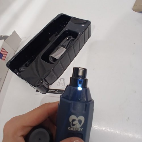 CASFUY PROFESSIONAL 2-SPEED RECHARGEABLE PET DOG/CAT NAIL GRINDER WITH DIAMOND DRUM BIT GRINDER AND LIGHT - NAVY (MODEL: N60) image 3