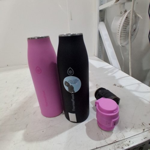 2PK THERMOFLASK LEAKPROOF COMFORT SIP STAINLESS STEEL BOTTLE - 25OZ - BLACK/PINK (MODEL: 1901736) image 2