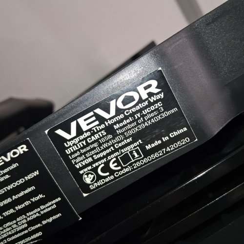 VEVOR FOLDABLE UTILITY SERVICE CART HEAVY DUTY - 165LBS - BLACK (MODEL: JY-UC02C) image 4