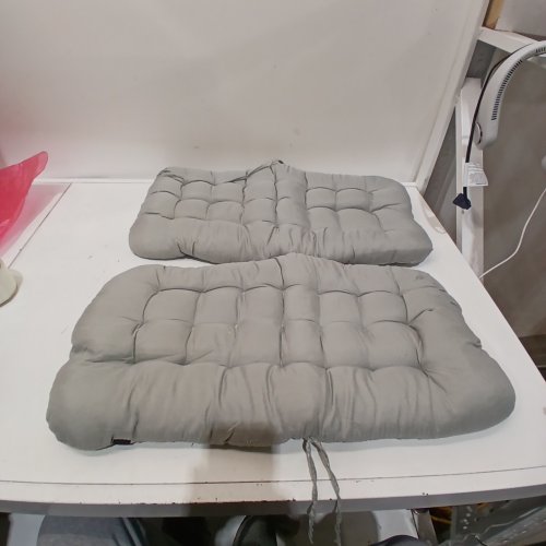2PK PADDED PATIO CHAIR CUSHIONS - 23" X 12" - GREY image 2