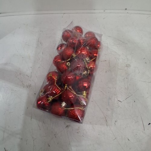 46PC HANGING CHRISTMAS BALLS HOLIDAY ORNAMENTS - 1.4" - SHINY/MATTE/GLITTER RED image 4
