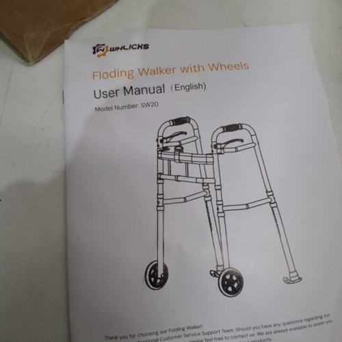 WHLICKS ADJUSTABLE FOLDING NARROW WALKER WITH WHEELS - SILVER /BLACK (MODEL: SW20) image 2