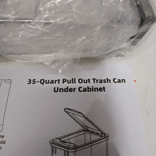 PULL OUT UNDER CABINET TRASH CAN WITH LID - 35QT - GREY/CHROME image 4