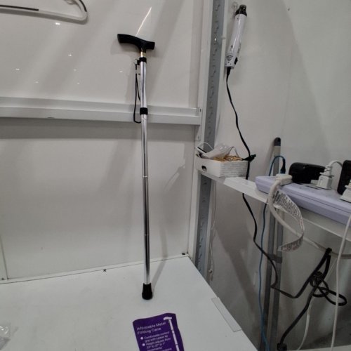 ADJUSTABLE HEIGHT FOLDING METAL CANE WITH CONTOUR GRIP - ADJUSTS 33" TO 37", 1" INCREMENTS - BLACK image 2