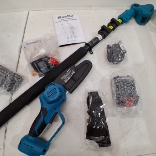 SEESII 2-IN-1 POLE PRUNING SAW AND MINI CHAINSAW - 6" SAW 16FT POLE - BLUE - (MODEL: PS800 ) image 3
