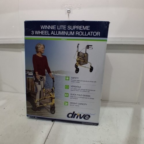 DRIVE WINNIE LITE SUPREME 3 WHEEL ALUMINUM ROLLATOR - 300LBS CAP - QUICK FOLD DESIGN - 26" X 22.75" X 38" - YELLOW (MODEL: ‎RTL199) image 6