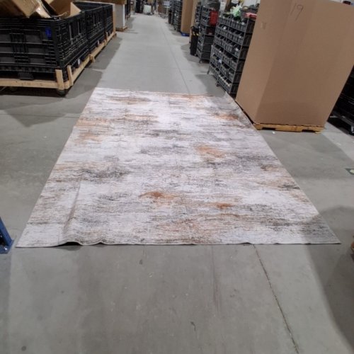 WASHABLE NEUTRAL MODERN AREA RUG - 6FT X9FT -GRAY, WHITE, AND BROWN image 3