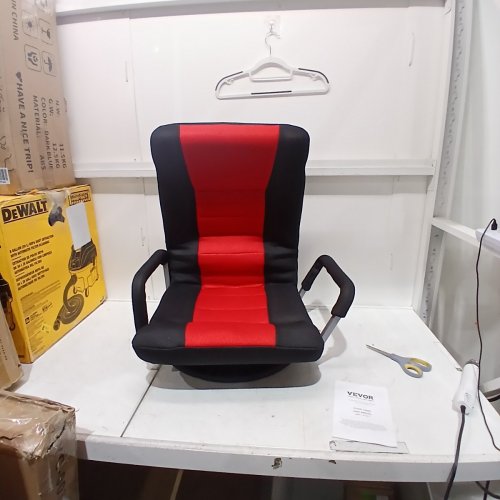 SWIVEL FLOOR GAMING CHAIR WITH ARMRESTS - 30" X 21.3" X 24.6" - BLACK/RED (MODEL: QX-1557-2) image 2