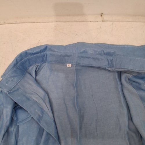 WOMAN'S BUTTON DOWN LOOSE SHINY DENIM LOOKING LONG DRESS - EXTRA LARGE - BLUE image 2