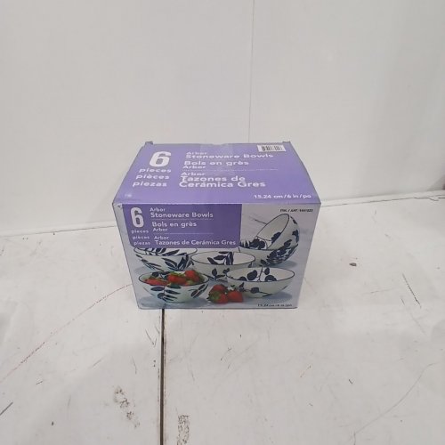6PK ARBOR STONEWARE BOWLS - 6" - WHITE/BLUE (MODEL: 1901823) image 4