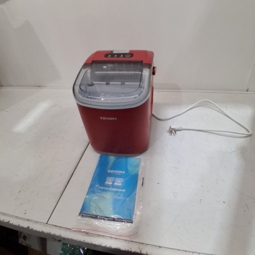 EUHOMY COUNTERTOP ICE MAKER MACHINE WITH HANDLE, BASKET AND SCOOP - MAKES 26LBS PER DAY - RED - (MODEL: IM001-BRD-CAEH) image 3