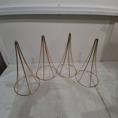 2PK METAL GEOMETRIC FLOWER STAND PEDESTAL - 31.75" TALL - GOLD image 2
