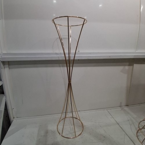 2PK METAL GEOMETRIC FLOWER STAND PEDESTAL - 31.75" TALL - GOLD image 3